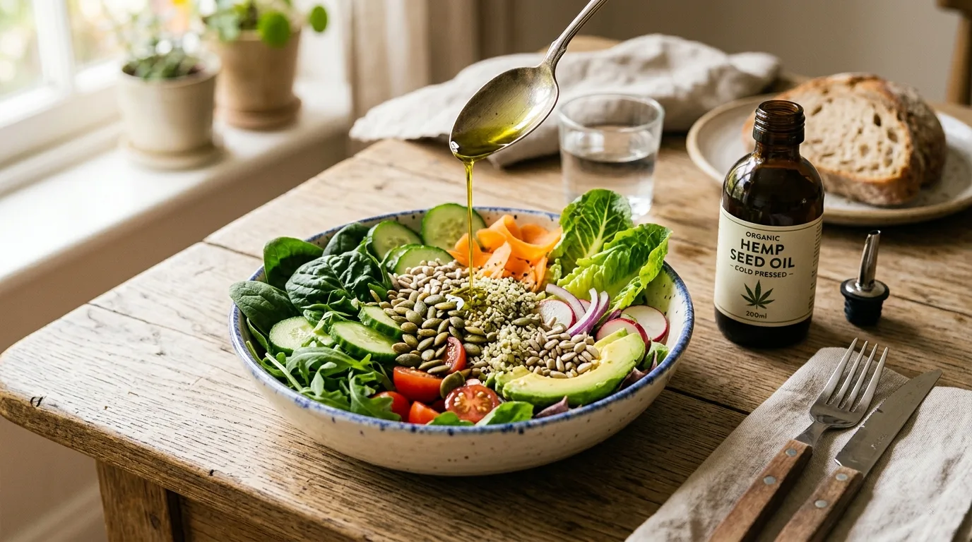 Nährwert von Hanfsamenöl: Ein vollständiger Überblick über Fettsäuren, Vitamine, Mineralstoffe und bioaktive Verbindungen 10 Hemp Seed Oil Nutritional Value A Complete Breakdown of Fatty Acids, Vitamins, Minerals, and Bioactive Compounds