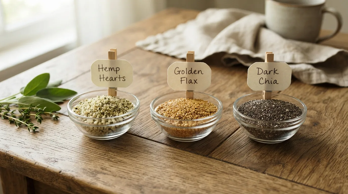 Hanfherzen vs. Leinsamen vs. Chiasamen: Der ultimative Samen-Vergleich 3 Hemp Hearts vs Flax Seeds vs Chia Seeds The Ultimate Seed Showdown