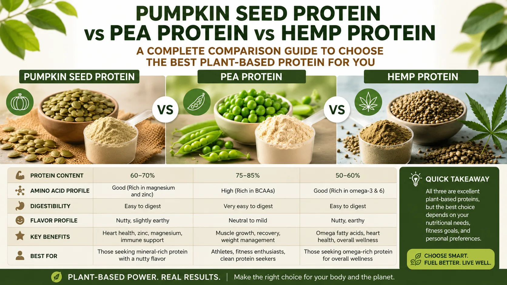 Kürbis- vs Erbsen- vs Hanfprotein: Daten, Blends & Fazit 11 Pumpkin Protein vs Pea Protein vs Hemp Protein Which Plant Protein Wins