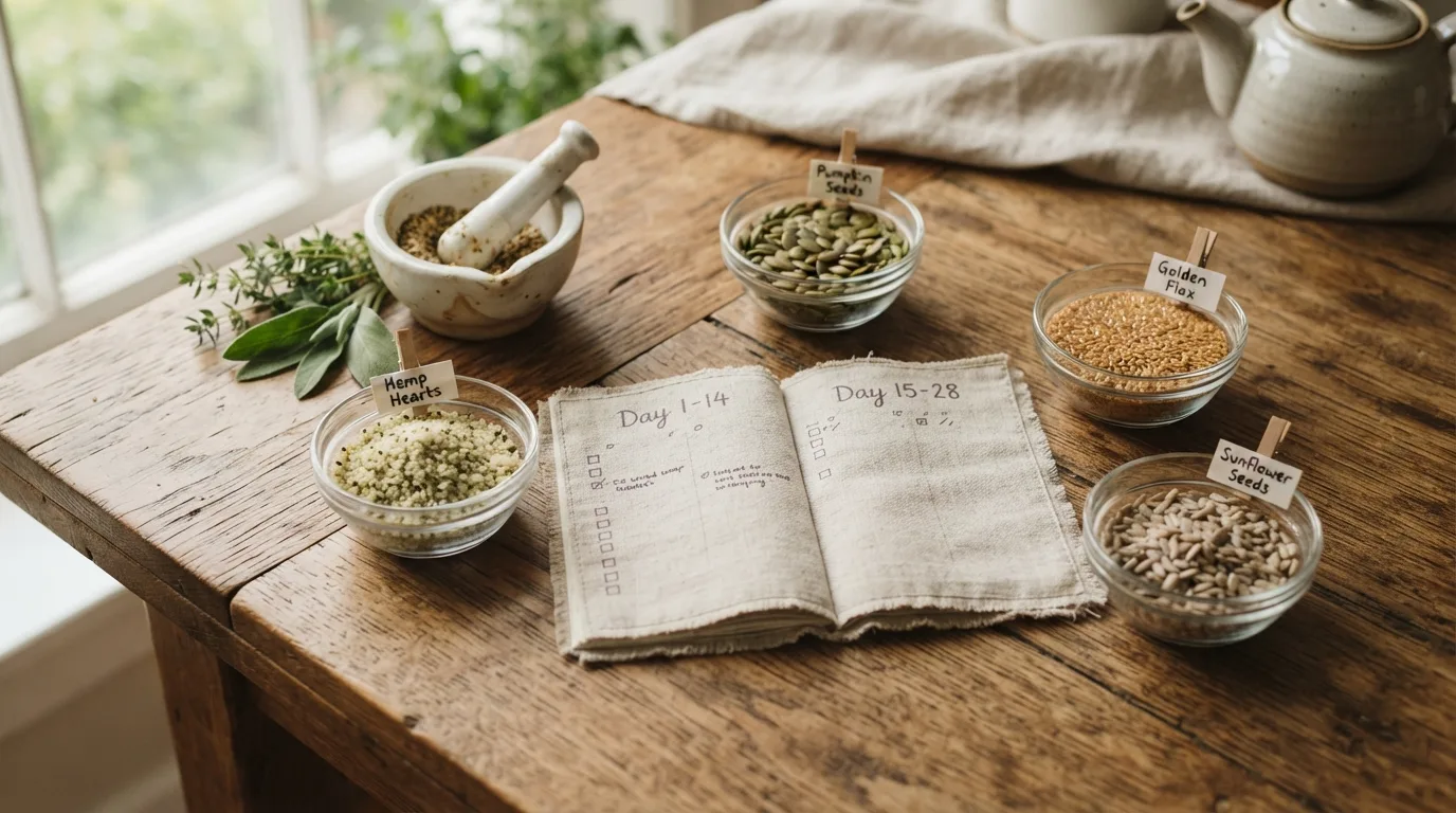 Seed Cycling für das hormonelle Gleichgewicht: So verwenden Sie Hanf-, Kürbis- und Sonnenblumenkerne 4 Seed Cycling for Hormonal Balance How to Use Hemp, Pumpkin & Sunflower Seeds